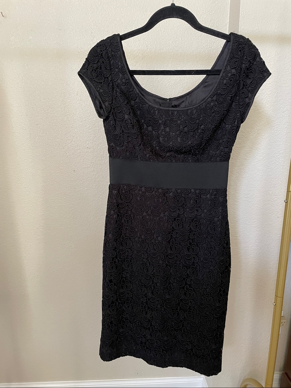 White House Black Market Black Lace Scoop-Neck Midi Dress